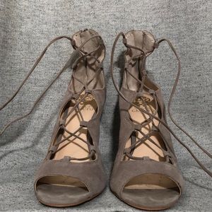 Tan laced heels